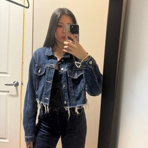 Upcycled Cropped Denim Jacket from The Vintage Twin NYC size S